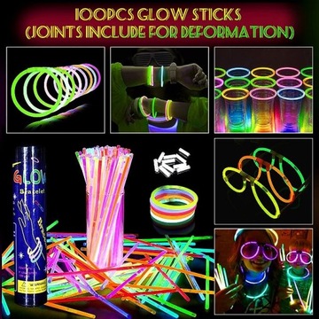 Светящиеся браслеты, повязки на голову, флуоресцентные палочки, 10 огненных палочек
