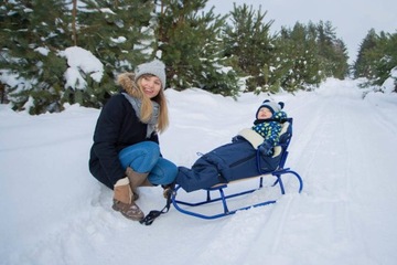 прочные ПОЛЬСКИЕ САНКИ, металл-дерево, детские, высокая СПИНКА+ПУШ