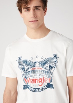 Koszulka T-shirt męski biały logo Wrangler M