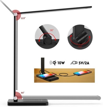 НАСТОЛЬНАЯ СВЕТОДИОДНАЯ СЕНСОРНАЯ ЛАМПА, 5 ЦВЕТОВ, РЕГУЛИРУЕМАЯ С БЕСПРОВОДНОЙ ЗАРЯДКОЙ