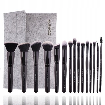ZOREYA 7/15pcs Black Makeup Brushes Set Eye S