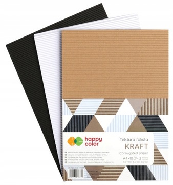 Tektura falista KRAFT Happy Color A4 /10 ark