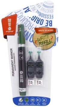 Marker permanentny MemoBe + 2 ampułki z zapasowym tuszem okrągła zielony