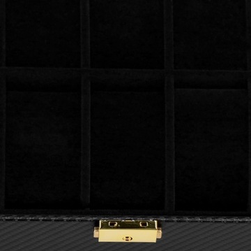 ORGANIZER SZKATUŁKA NA ZEGARKI 10x BIŻUTERIĘ PUDEŁKO ETUI ELEGANCKIE CARBON