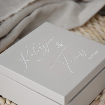 Большая бежевая коробка для КОНВЕРТОВ + ОБРУЧАЛЬНЫХ КОЛЬЦОВ белая PI