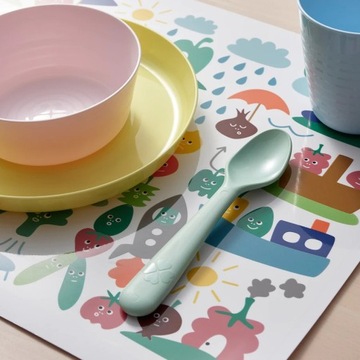 IKEA KALAS Zestaw 36 elementów kubki sztućce talerze miseczki dla dzieci