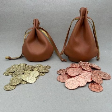 КОРИЧНЕВАЯ КОЖАНАЯ СУМКА ДЛЯ МОНЕТ 14X11 СМ