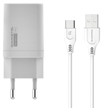 СЕТЕВОЕ ЗАРЯДНОЕ УСТРОЙСТВО 30 ВТ + USB TYPE-C + КАБЕЛЬ PD