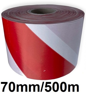 TAŚMA OSTRZEGAWCZA biało czerwona 500 M jakosć 70mm oznaczeniowa PAPER-TECH