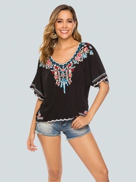 SHEIN CZARNA BLUZKA Z OZDOBNYM HAFTEM XXL 02878