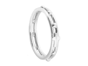 Różaniec - srebrny pierścionek dziesiątka krzyżyk