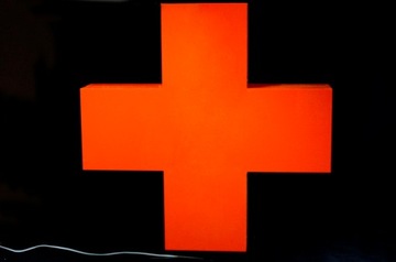 Пространственный АПТЕЧНЫЙ КРЕСТ со светодиодной подсветкой, оргстекло 70