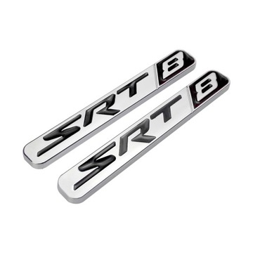 2 KS. STŘÍBRO SRT8 ZNAK ZNAKY NÁLEPKA NA KAROSERIE DODGE 9*1.2CM