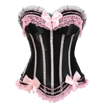 Sapubonva Lace up corsets bustiers top sexy satin