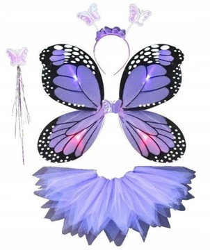 STRÓJ KOSTIUM MOTYL WRÓŻKA SKRZYDŁA TUTU LED 3-9L