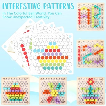 ВУПИ РАЗНОЦВЕТНЫЕ ШАРИКИ ДЕРЕВЯННАЯ ПАЗЛ МОЗАИКА СОРТИРОВКА МОЗАИКА