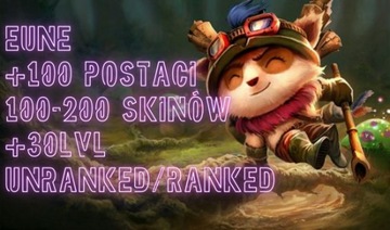 KONTO LEAGUE OF LEGENDS LOL +100 POSTACI +100 SKIN EUNE