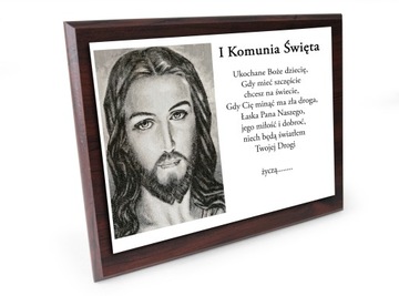 I Pierwsza Komunia Święta duża pamiątka drewniana
