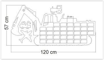 MALOWANA KOPARKA na resoraki półka autka
