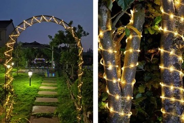 ДЛИННАЯ ВНЕШНЯЯ ВОДОНЕПРОНИЦАЕМАЯ СВЕТОДИОДНАЯ СТРОЧКА ТЕПЛОГО СВЕТА ШЛАНГ 5м