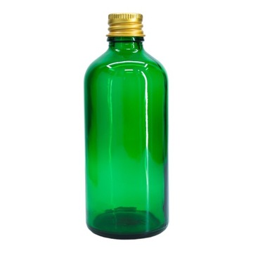 Butelka szklana 100 ml zielona z nakrętką aluminiową złotą