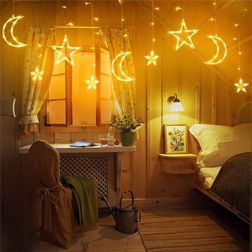 Рождественские елочные гирлянды СВЕТОДИОДНЫЕ БОЛЬШИЕ СВЕТОВЫЕ ЗАНАВЕСЫ 3М ЗВЕЗДЫ ЛУНЫ