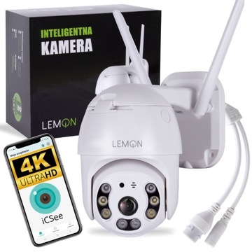 KAMERA WIFI ZEWNĘTRZNA OBROTOWA ALARM ZOOM 8mpx IP MONITORING 4K DETEKCJA