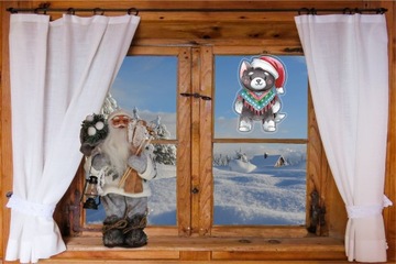 РОЖДЕСТВЕНСКИЙ МЕДВЕДЬ САНТА-МЕДВЕДЬ наклейка на окно