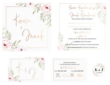 ZAPROSZENIA ŚLUBNE Ślub Boho RSVP 4w1 Twój Tekst!