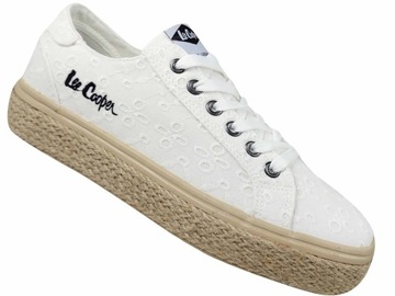 LEE COOPER SNEAKERS ESPADRYLE BUTY TRAMPKI GRUBA PODESZWA PLATFORMA BIAŁE