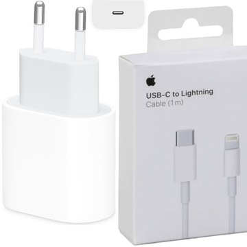 ORYGINALNY Kabel Apple typ C Lightning + Ładowarka do iPhone 14 13 12 11 XS