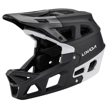 KASK ROWEROWY KASK NA ROWER GÓRSKI KASK PEŁNOTWARZOWY Czarny biały LIXADA