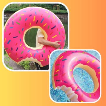 KOŁO DMUCHANE DONUT DO PŁYWANIA DO WODY NA BASEN RÓŻOWY MATERAC 90 CM XXL