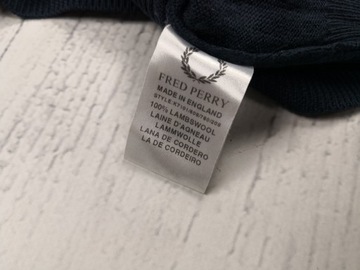 FRED PERRY MĘSKI SWETER WEŁNIANY L WEŁNA JAGNIĘCA PREMIUM UNIKAT