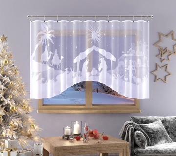 Szopka rozm. 250x120cm firana świąteczna (gotowa) polski prod.