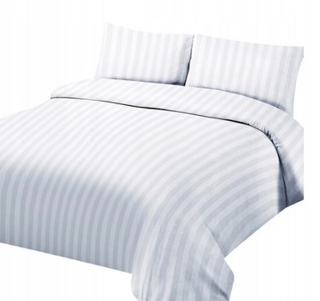 Poszwa 160x200 Hotelowa Adamaszek Biała Paski 4 mm
