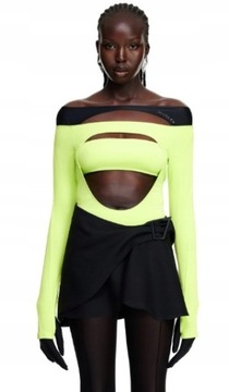 H&M MUGLER Body z Wycięciami Zielone 40 L M151