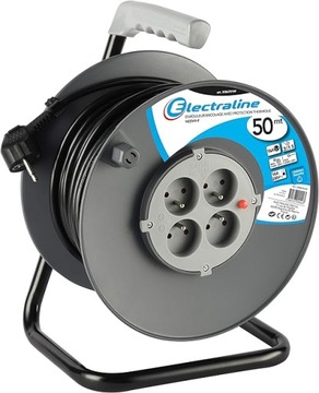 Przedłużacz bębnowy Electraline 50 m 4 szt. gniazd czarny