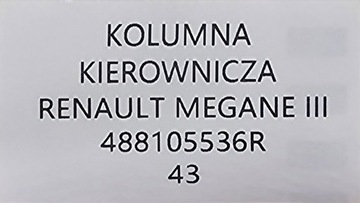 ORIG. SLOUPEC VOLANT SERVO  ELEKTR. RENAULT MEGANE III - 488105536R