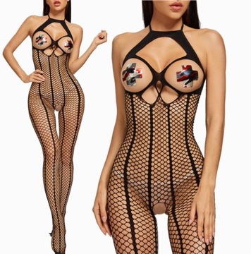 BODYSTOCKING SEXY BIELIZNA BODY Z DZIURKĄ DO SEKSU