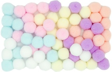 POMPONIKI pompony MIX kolor PASTELOWE 2cm 60szt.