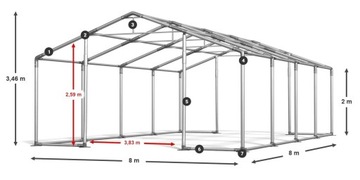 Палатки для хранения сельскохозяйственной продукции 8x8 м DAS 560 Вт