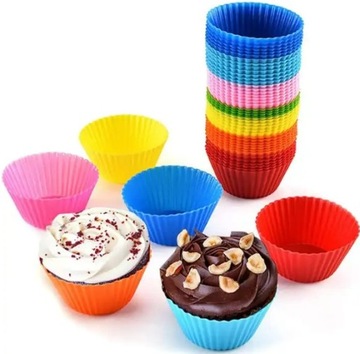 FOREMKI SILIKONOWE NA MUFFINKI BABECZKI FORMA DO PIECZENIA PAPILOTKI 12 SZT