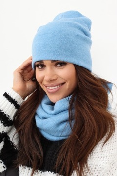 KOMPLET DAMSKI CZAPKA BEANIE KOMIN GOLF TUBA DUŻY ZESTAW CIEPŁY ZIMOWY 2468