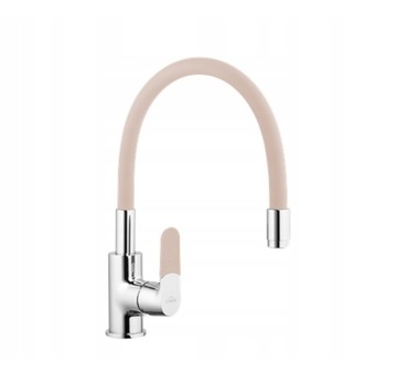 BATERIA ZLEWOZMYWAKOWA KUCHENNA STOJĄCA KRAN Z ELASTYCZNĄ WYLEWKĄ BEŻOWA