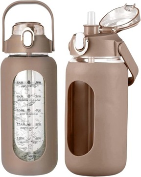 water bottle Butelka na wodę szklana na wodę słomką907ml ze znacznikiem ml