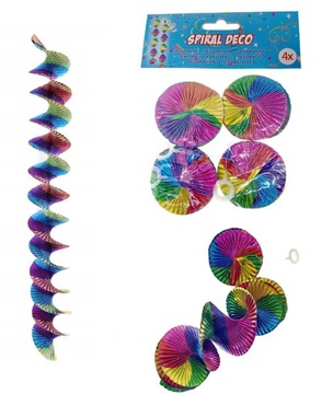 Dekoracja wisząca 4szt po 60cm kręcące się spirale