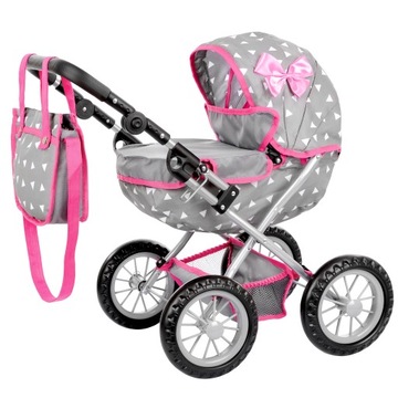 KINDERPLAY WÓZEK DLA LALEK GŁĘBOKI GONDOLA SKŁADANY TORBA REGULOWANA RĄCZKA