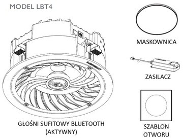 ПОТОЛОЧНЫЙ АУДИОДИНАМИК С BLUETOOTH 4 ДЮЙМА IP44