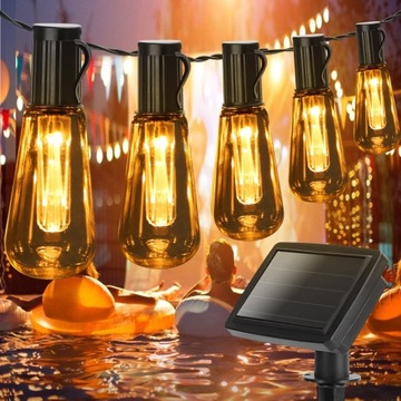 Светодиодная солнечная гирлянда, теплый цвет, 3,8 м.